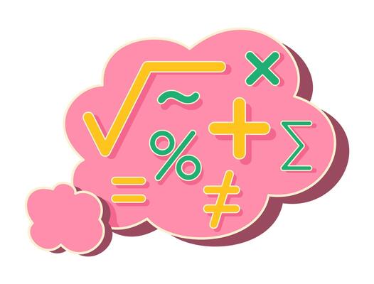 Thinking Bubble with Mathematics Symbol for Calculation Concept Illustration Clip Art