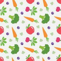 Seamless pattern with vegetables and fruits. Healthy food repeating pattern. Vegetables and fruits endless. Seamless pattern with hand drawn vegetables, fruits and berries vector