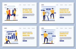 SEO marketing strategies and illustrations vector