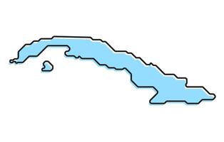 Simple stylized map of the country of Cuba vector