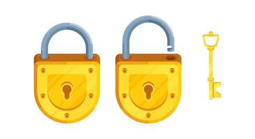 Modern Illustration of a key with open and closed semi-circular lock vector