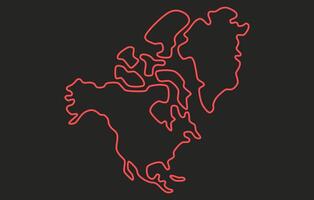 Stylized simple dark map of the continent of North America in a simple style vector