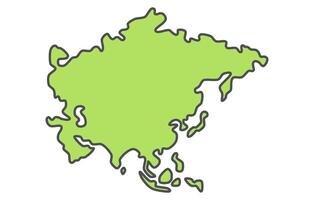 Stylized round map of the continent of Asia in a simple style vector