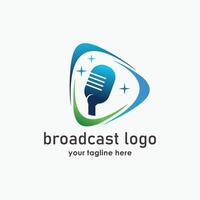 Broadcast logo with microphone design vector