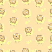 Hand drawn seamless pattern with lion animal. Perfect for kids fabric, textile, nursery wallpaper. Cute animals design. vector