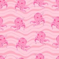 Seamless pattern with octopus and sea animals. vector