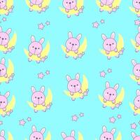 Hand drawn seamless pattern with rabbit animal. Perfect for kids fabric, textile, nursery wallpaper. Cute animals design. vector