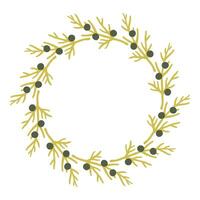 Fall berry circle frame. Round border made of fall berries. The berries have different shapes and are arranged in a circle. flat isolated on white background. vector
