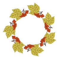 Cute autumn berry circle frame. Round border made of fall berries. The berries have different shapes and are arranged in a circle. flat isolated on white background. vector