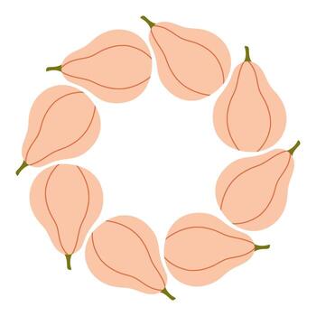 Pink pumpkins circle frame. Round border made of fall pumpkins. The pumpkins have different shapes and are arranged in a circle. flat isolated on white background. vector