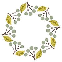 Autumn blue berry circle frame. Round border made of fall berries. The berries have different shapes and are arranged in a circle. flat isolated on white background. vector