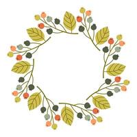 Autumn berries circle frame. Round border made of fall berries. The berries have different shapes and are arranged in a circle. flat isolated on white background. vector