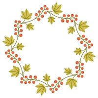Autumn simple berries circle frame. Round border made of fall berries. The berries have different shapes and are arranged in a circle. flat isolated on white background. vector