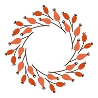 Autumn berry circle frame. Round border made of fall berries. The berries have different shapes and are arranged in a circle. flat isolated on white background. vector