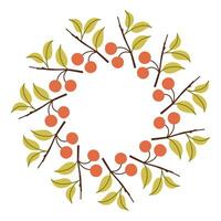 Fall autumn berry circle frame. Round border made of fall berries. The berries have different shapes and are arranged in a circle. flat isolated on white background. vector