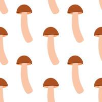 Mushrooms seamless pattern. Autumn isolated mushrooms on white background. Square repeat pattern flat design for fall season. vector
