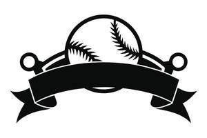 Baseball logo with ribbon design elements vector