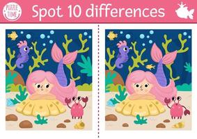 Underwater puzzle with mermaid and sea creatures vector