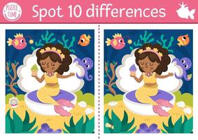 Mermaid puzzle with differences vector