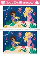 Underwater puzzle with a mermaid and boy vector