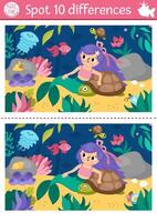 Underwater scene puzzle with differences vector