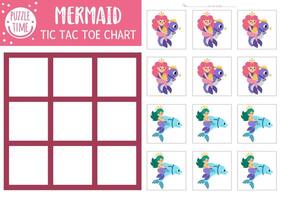 Mermaid tic tac toe game chart vector