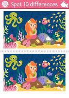 Mermaid puzzle with differences vector