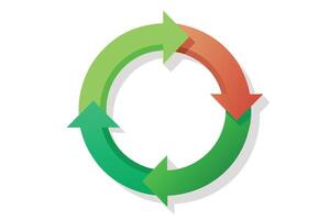 Serene Green and Orange Circular Arrows Flowing Seamlessly, Representing a Continuous Process or Workflow Cycle vector