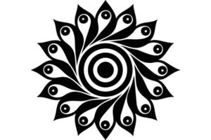 Stunning Black and White Mandala Design Intricate Circular Pattern with Peacock Feather Motifs, Elegant and Symmetrical Ornament vector