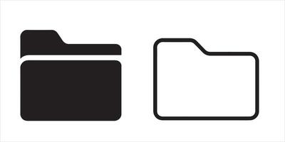 Two folder icons in black and white isolated on white background vector