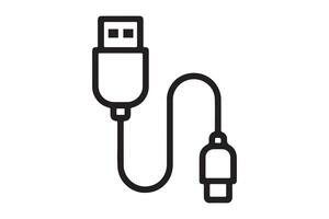 Usb cable connector isolated on white background for data transfer and charging vector