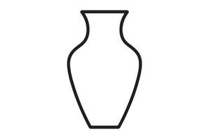Empty vase isolated on white background in simple black outline style vector