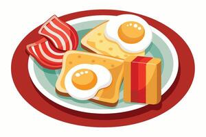 Breakfast plate with eggs and bacon vector