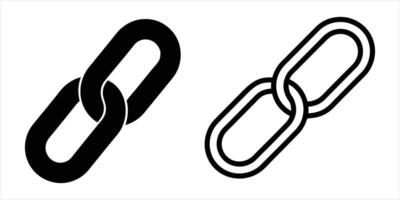 Two Stylish Black Chain Link Icons Solid and Outline Styles for Website and App Design, Minimalist and Elegant vector