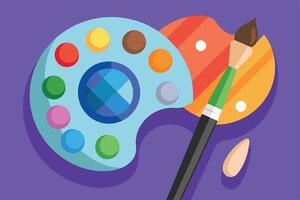 Vibrant Artists Palette and Paintbrush A Colorful Still Life Illustration of Creative Inspiration - Professional digital artwork with vibrant colors and detailed composition vector