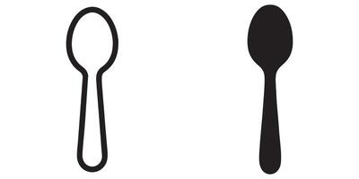Simple Line Art and Solid Black Spoon Icons, Minimalist Utensil Illustrations for Website or App Design, Clean and Elegant Mood vector