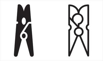 Simple Black and White Clothespin Icons Minimalist Design for Laundry, Crafts, and Home Decor Projects vector