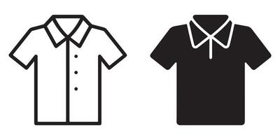 Stylish Minimalist Polo Shirt Icons Simple Black and White Apparel Designs for Websites and Apps vector
