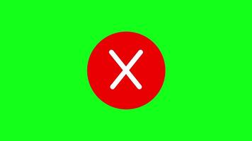 Cross symbol animation on green background, Wrong Symbol in Motion graphic. video