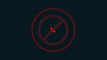 Animated warning sign indicating no phone use, featuring a simple graphic of a smartphone inside a red circle with green background video
