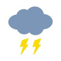 illustration of blue clouds with a lightning icon. The weather forecast icon. vector