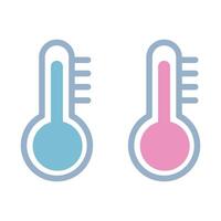 illustration with icons of two thermometers, cold weather and warm weather. The weather forecast icon. vector