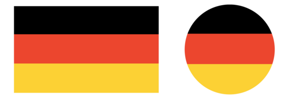 Set of German flags isolated. German flags set in square and circle. png