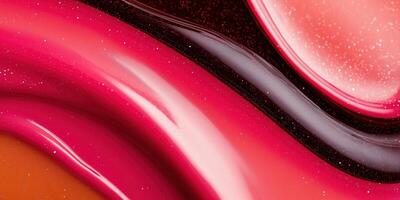macro of nail polish drop texture, glossy liquid swirling in vibrant colors photo