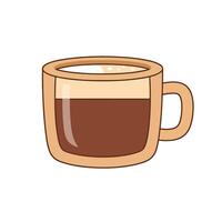 Flat Illustration of a Light Brown Rounded Square Mug Filled with Hot Chocolate or Coffee and Topped with Foam on White Background vector