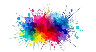 Dynamic Multicolor Watercolor Explosion with Radiating Droplets and Irregular Edges on White Background vector