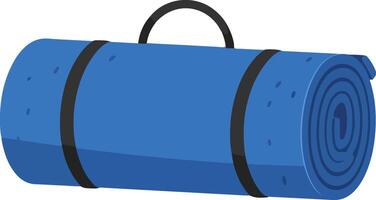 Flat Illustration of a Rolled Up Blue Mat with Spiral End, Black Straps, and Arc Handle on a White Background vector