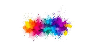 Horizontal Watercolor Color Burst with Overlapping Hues and Radiating Specks on White Background vector