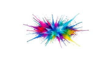 Central Oval Shaped Watercolor Explosion with Radiating Multicolor Splatters on White Background vector