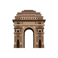 Flat Illustration of a Grand Brown Monumental Archway with Symmetrical Pillars and Decorative Architectural Details on White Background vector
